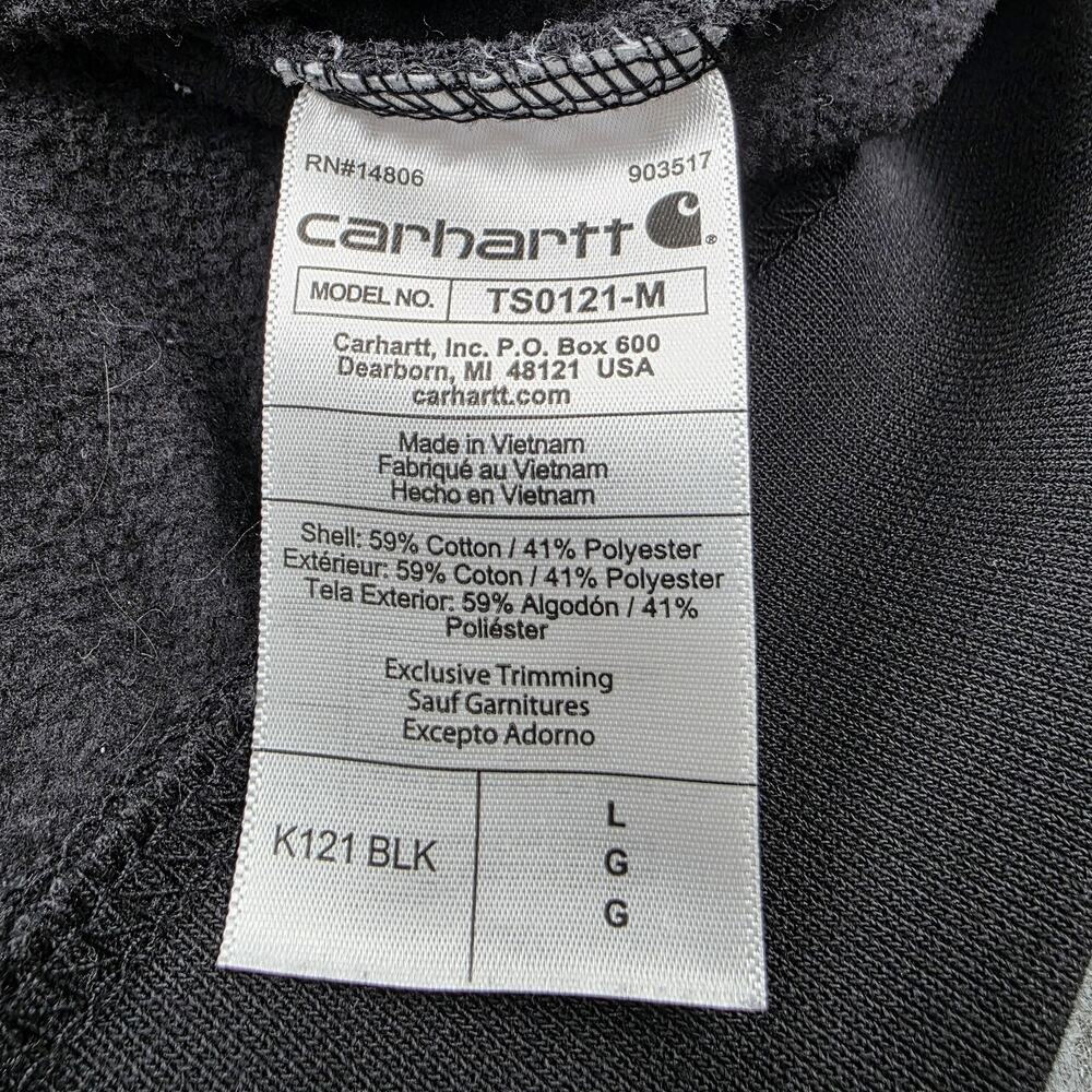 Carhartt Hoodie Mens Large Black Loose Fit EFCO Logo Fleece Pullover Workwear - Picture 15 of 16